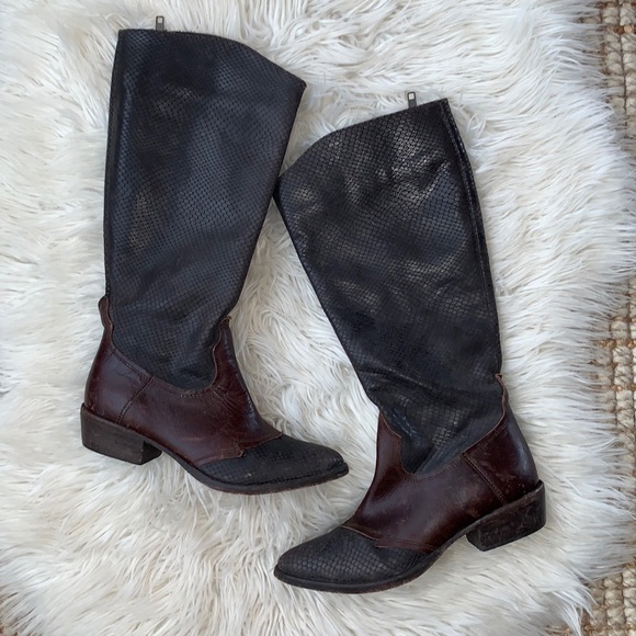 Matisse Black and Brown Leather Riding Boots size 6.5 - Picture 1 of 12